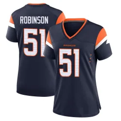 Women's Que Robinson Denver Broncos No.51 Game Alternate Jersey - Navy