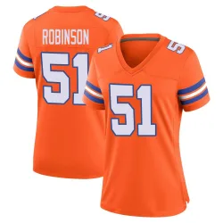 Women's Que Robinson Denver Broncos No.51 Game Alternate Mile High Collection 1977 Throwback Jersey - Orange