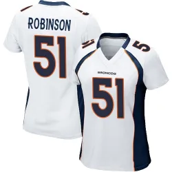 Women's Que Robinson Denver Broncos No.51 Game Jersey - White