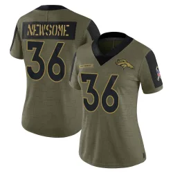 Women's Quinton Newsome Denver Broncos No.36 Limited 2021 Salute To Service Jersey - Olive