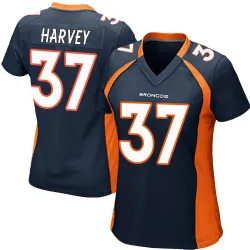 Women's RJ Harvey Denver Broncos No.37 Game Alternate Jersey - Navy Blue