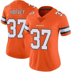 Women's RJ Harvey Denver Broncos No.37 Limited Color Rush Vapor Untouchable Jersey - Orange