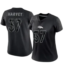 Women's RJ Harvey Denver Broncos No.37 Limited Reflective Jersey - Black
