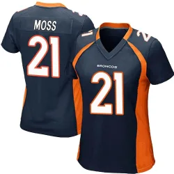 Women's Riley Moss Denver Broncos No.21 Game Alternate Jersey - Navy Blue
