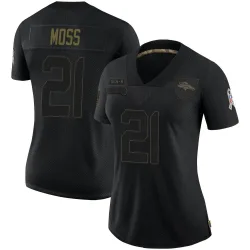 Women's Riley Moss Denver Broncos No.21 Limited 2020 Salute To Service Jersey - Black
