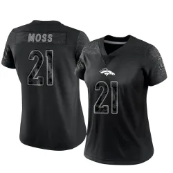 Women's Riley Moss Denver Broncos No.21 Limited Reflective Jersey - Black