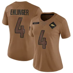 Women's Sam Ehlinger Denver Broncos No.4 Limited 2023 Salute To Service Jersey - Brown