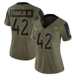 Women's Sam Franklin Jr. Denver Broncos No.42 Limited 2021 Salute To Service Jersey - Olive