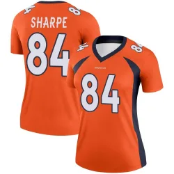 Women's Shannon Sharpe Denver Broncos No.84 Legend Jersey - Orange
