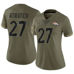 Women's Steve Atwater Denver Broncos No.27 Limited 2022 Salute To Service Jersey - Olive