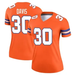 Women's Terrell Davis Denver Broncos No.30 Legend Alternate Mile High Collection 1977 Throwback Jersey - Orange