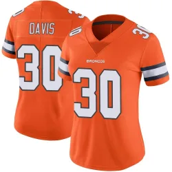 Women's Terrell Davis Denver Broncos No.30 Limited Color Rush Vapor Untouchable Jersey - Orange