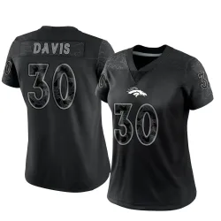 Women's Terrell Davis Denver Broncos No.30 Limited Reflective Jersey - Black