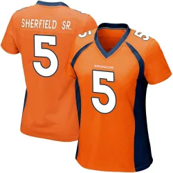 Women's Trent Sherfield Sr. Denver Broncos No.5 Game Team Color Jersey - Orange