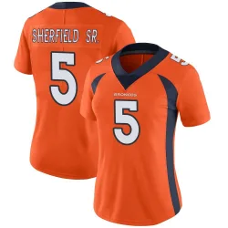 Women's Trent Sherfield Sr. Denver Broncos No.5 Limited Team Color Vapor Untouchable Jersey - Orange