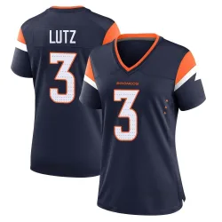 Women's Wil Lutz Denver Broncos No.3 Game Alternate Jersey - Navy