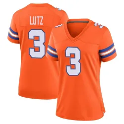 Women's Wil Lutz Denver Broncos No.3 Game Alternate Mile High Collection 1977 Throwback Jersey - Orange