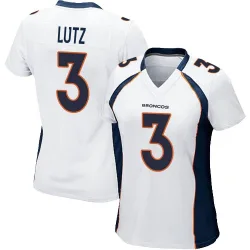 Women's Wil Lutz Denver Broncos No.3 Game Jersey - White
