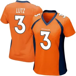 Women's Wil Lutz Denver Broncos No.3 Game Team Color Jersey - Orange