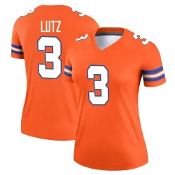 Women's Wil Lutz Denver Broncos No.3 Legend Alternate Mile High Collection 1977 Throwback Jersey - Orange