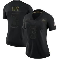 Women's Wil Lutz Denver Broncos No.3 Limited 2020 Salute To Service Jersey - Black