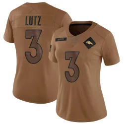 Women's Wil Lutz Denver Broncos No.3 Limited 2023 Salute To Service Jersey - Brown