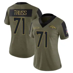 Women's Xavier Truss Denver Broncos No.71 Limited 2021 Salute To Service Jersey - Olive