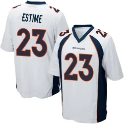 Youth Audric Estime Denver Broncos No.23 Game Jersey - White
