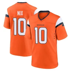 Youth Bo Nix Denver Broncos No.10 Game Jersey - Orange
