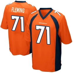 Youth Cam Fleming Denver Broncos No.71 Game Team Color Jersey - Orange