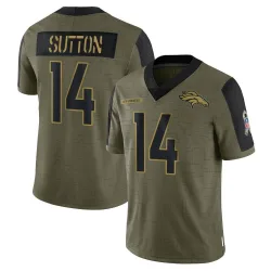 Youth Courtland Sutton Denver Broncos No.14 Limited 2021 Salute To Service Jersey - Olive