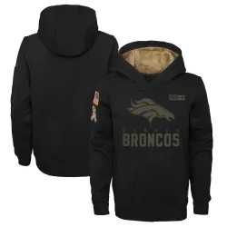 Youth Denver Broncos No. 2020 Salute to Service Pullover Performance Hoodie - Black