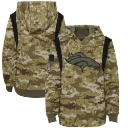 Youth Denver Broncos No. 2021 Salute to Service Therma Performance Pullover Hoodie - Olive