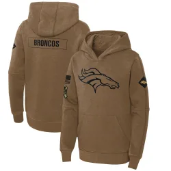 Youth Denver Broncos No. 2023 Salute to Service Club Fleece Pullover Hoodie - Brown