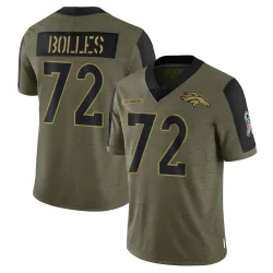 Youth Garett Bolles Denver Broncos No.72 Limited 2021 Salute To Service Jersey - Olive
