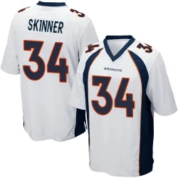 Youth JL Skinner Denver Broncos No.34 Game Jersey - White