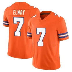 Youth John Elway Denver Broncos No.7 Limited Alternate Vapor F.U.S.E. Mile High Collection 1977 Throwback Jersey - Orange