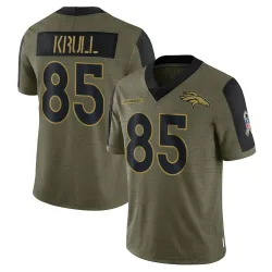 Youth Lucas Krull Denver Broncos No.85 Limited 2021 Salute To Service Jersey - Olive