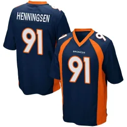 Youth Matt Henningsen Denver Broncos No.91 Game Alternate Jersey - Navy Blue