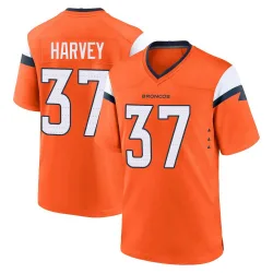 Youth RJ Harvey Denver Broncos No.37 Game Jersey - Orange