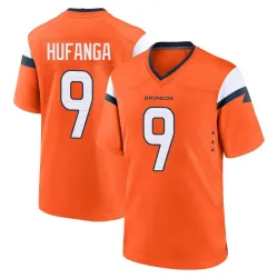 Youth Talanoa Hufanga Denver Broncos No.9 Game Jersey - Orange